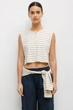 Margo Stripe Sleeveless Henley