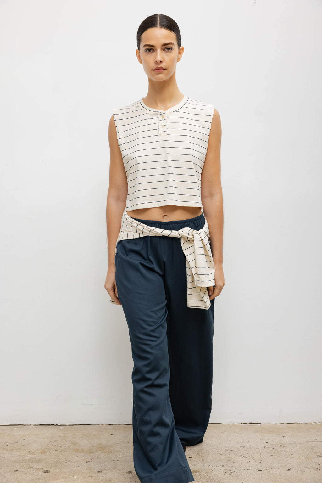 Margo Stripe Sleeveless Henley