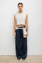 Margo Stripe Sleeveless Henley