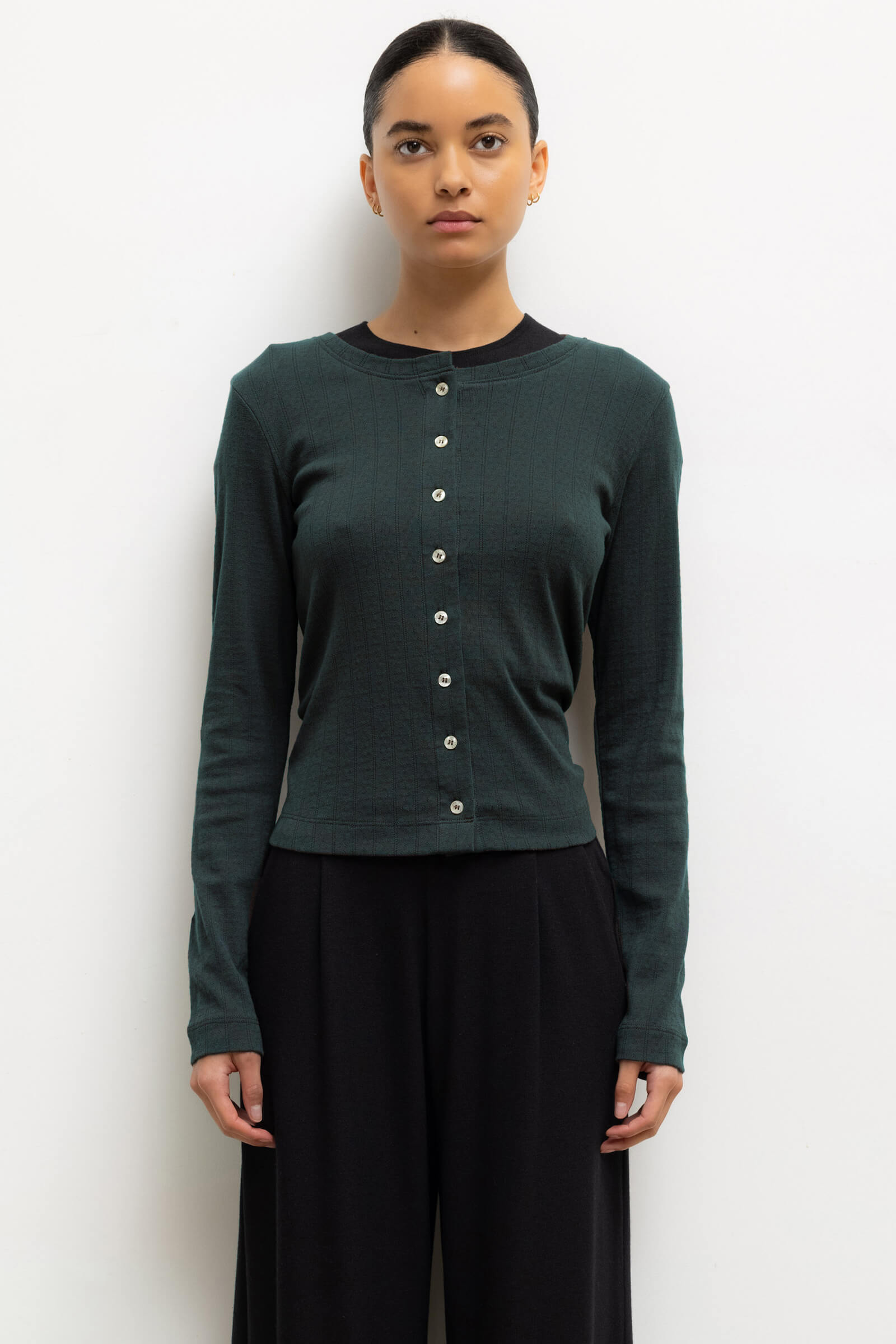 Pointelle Classic Crew Cardigan