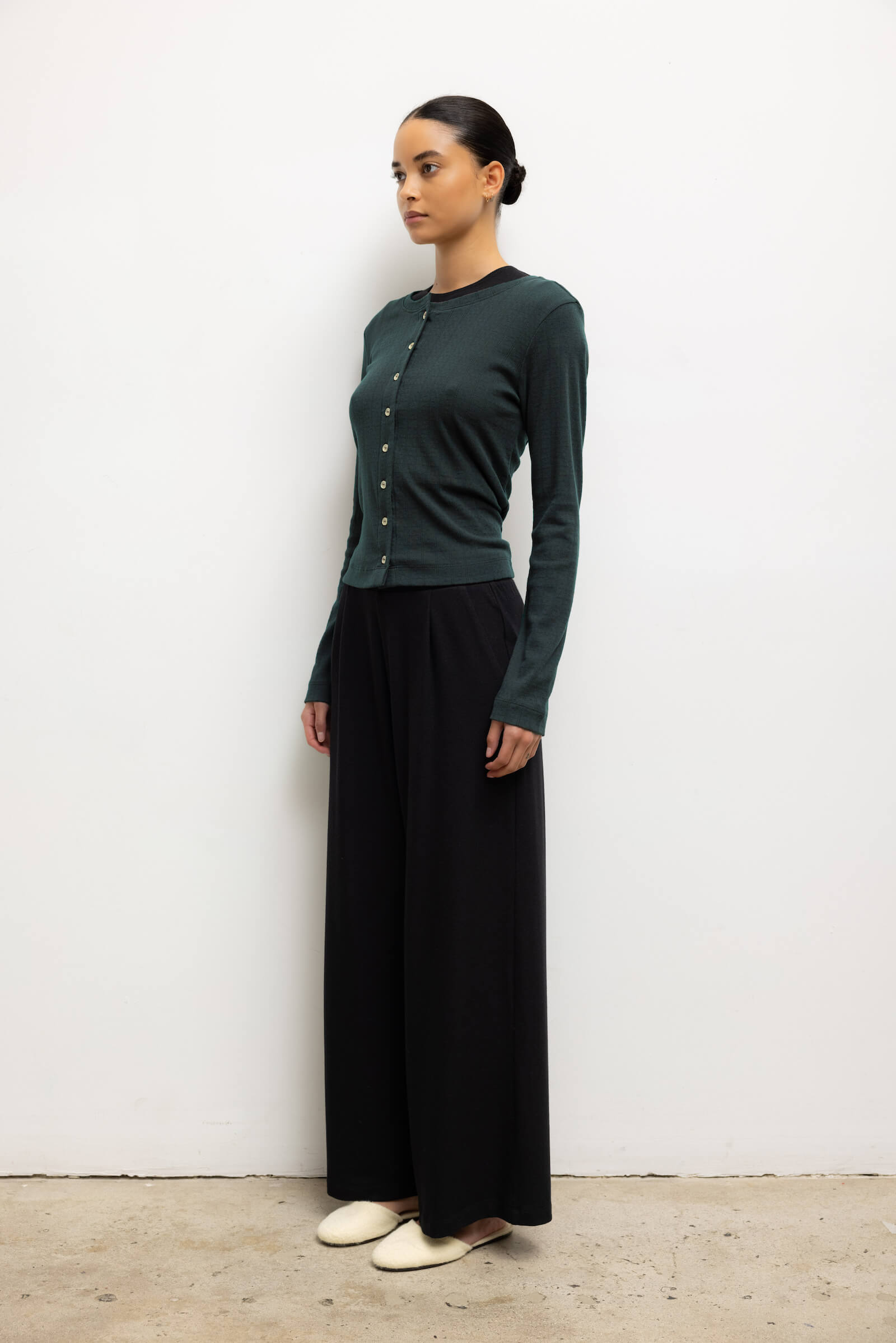 Pointelle Classic Crew Cardigan
