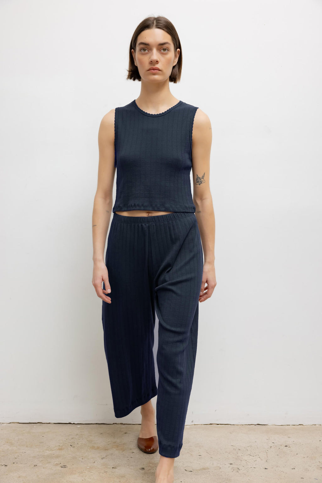 Pointelle Crop Wide Leg Pant