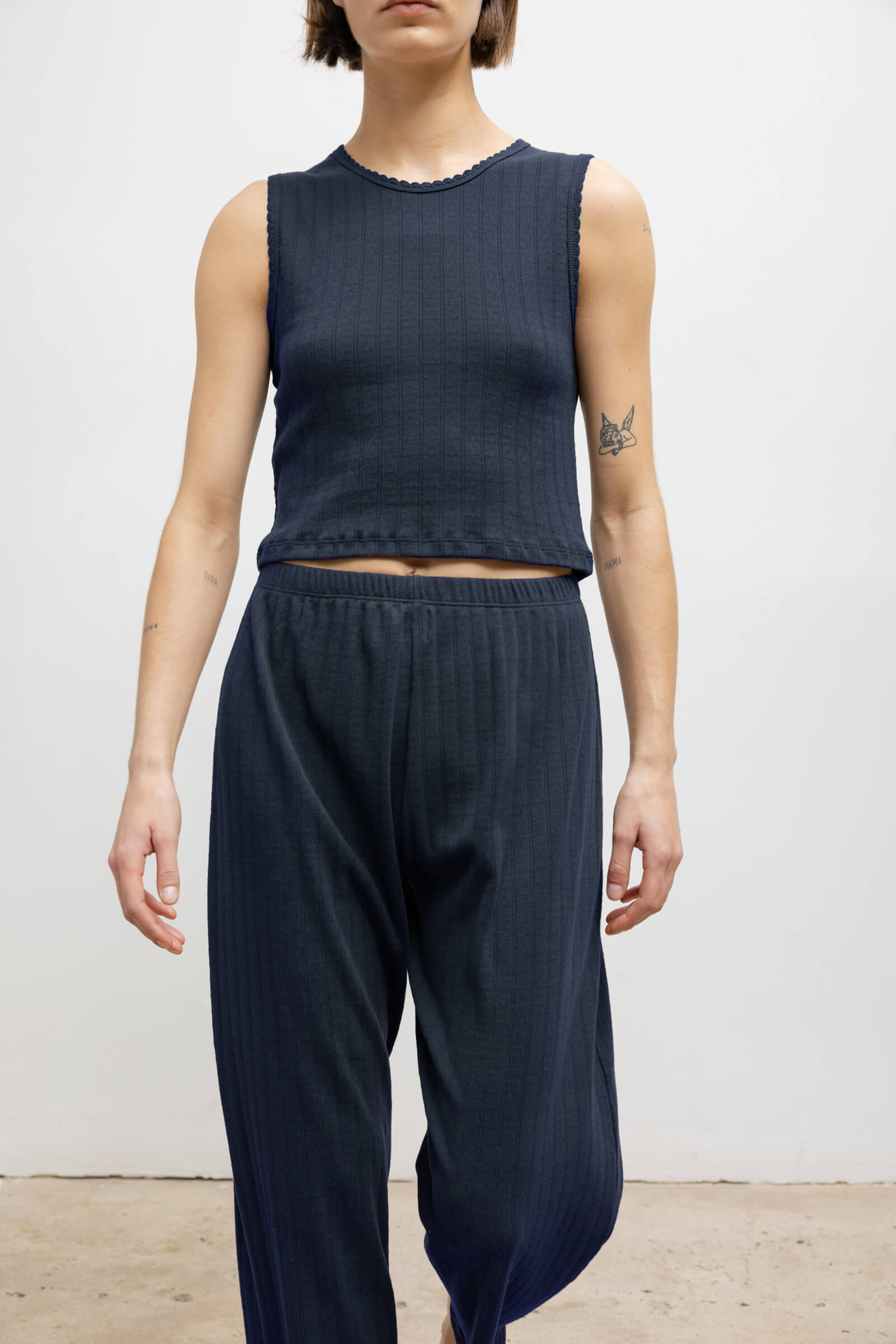 Pointelle Crop Wide Leg Pant