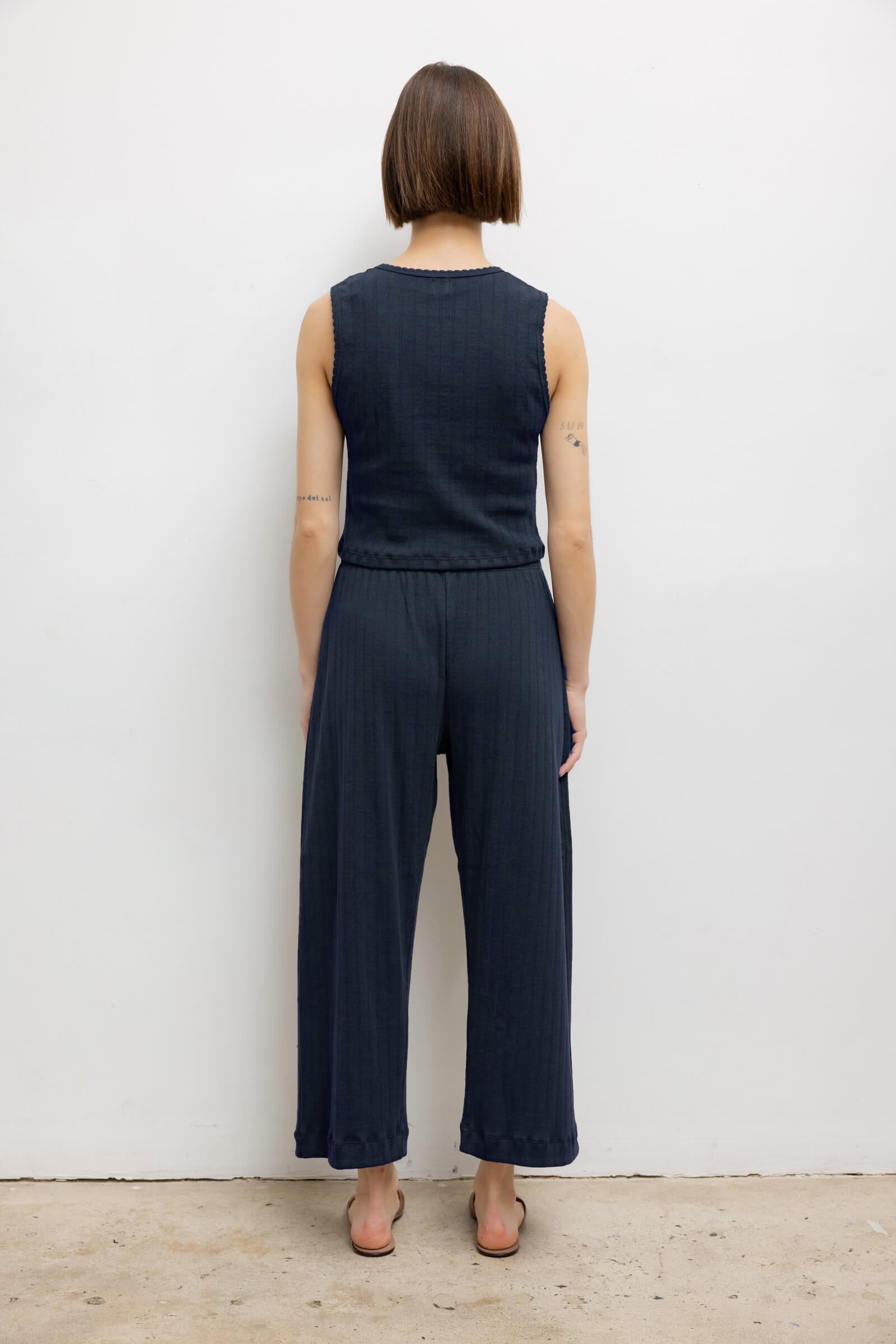 Pointelle Crop Wide Leg Pant