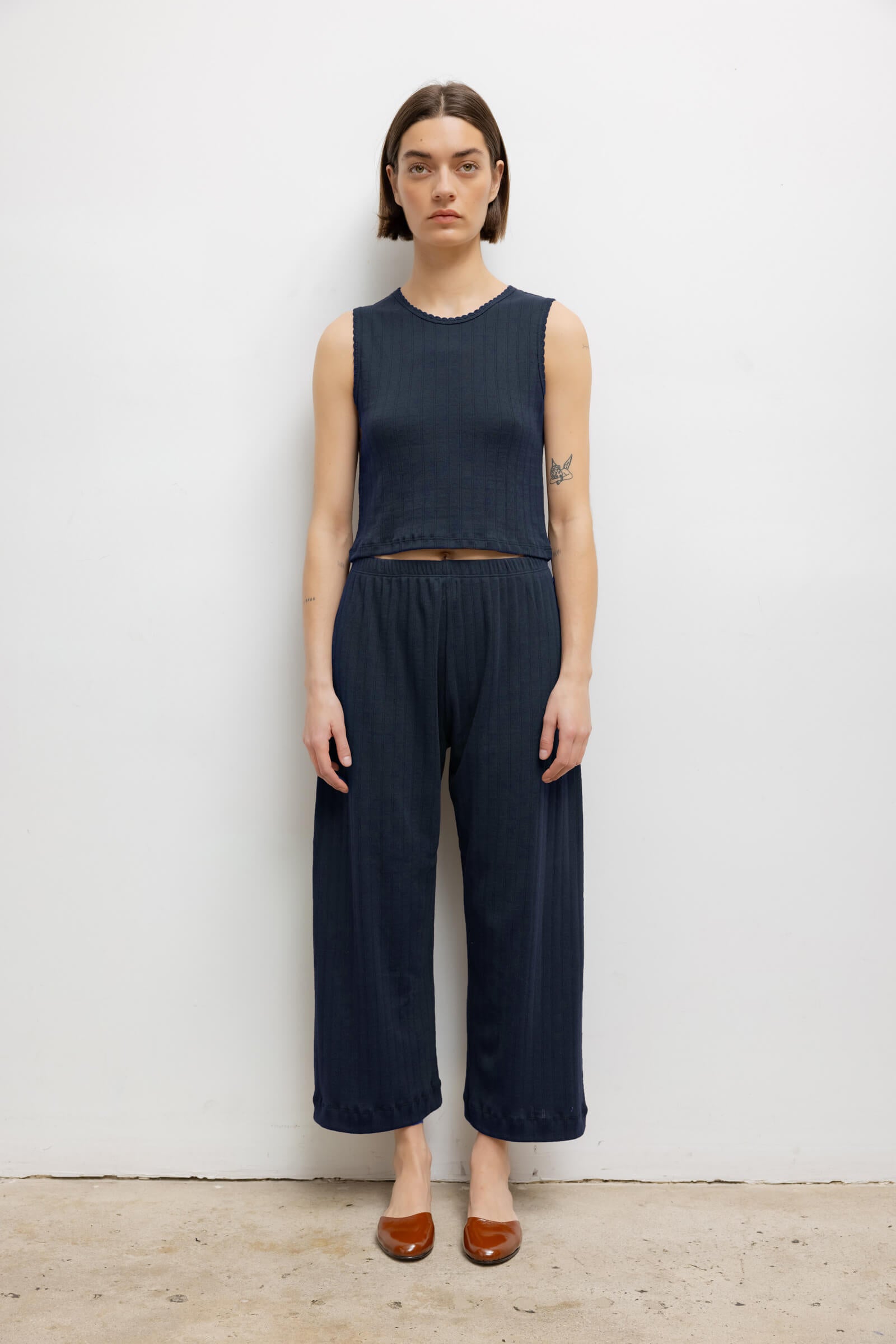 Pointelle Sleeveless Crew