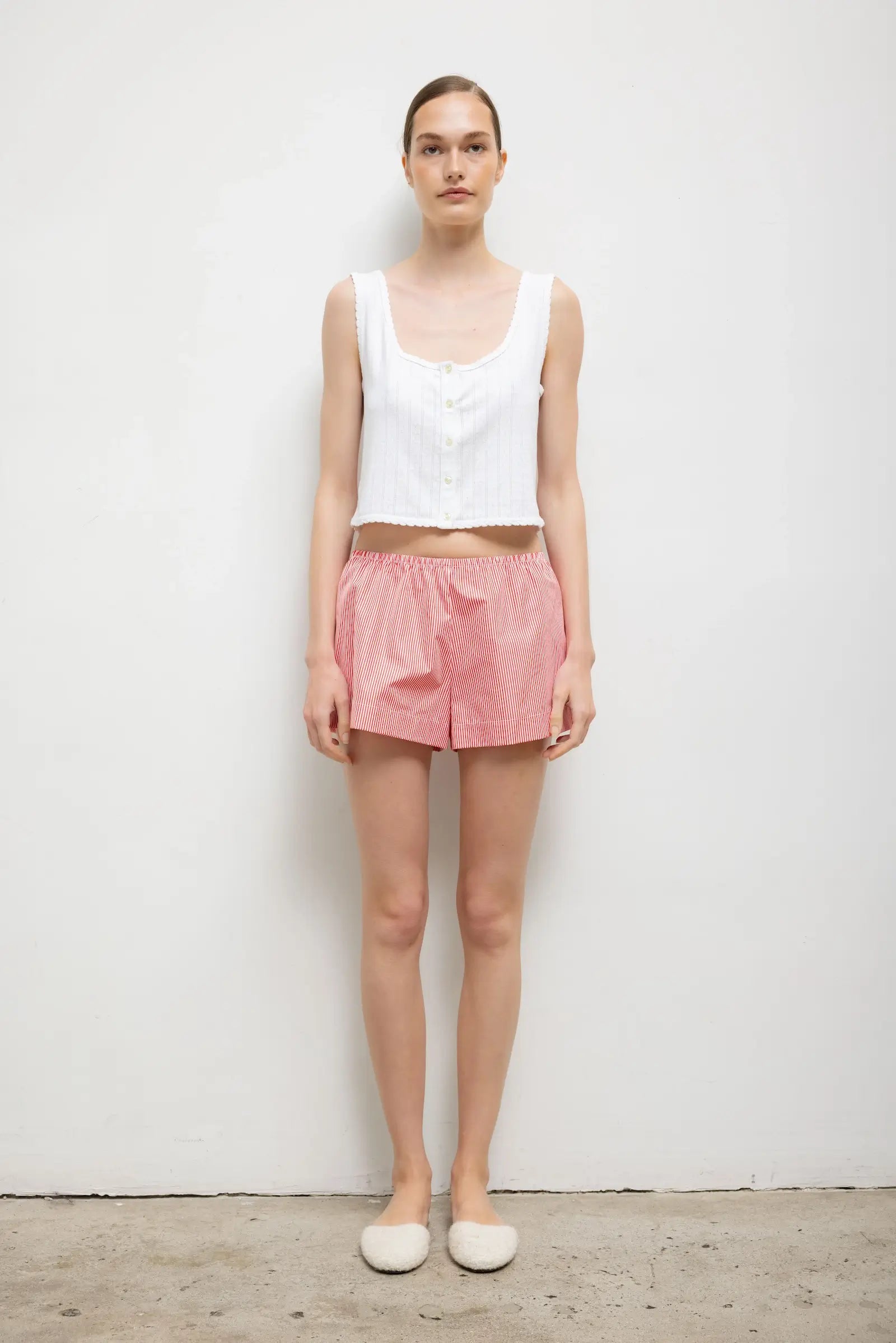 Pointelle Button Down Tank