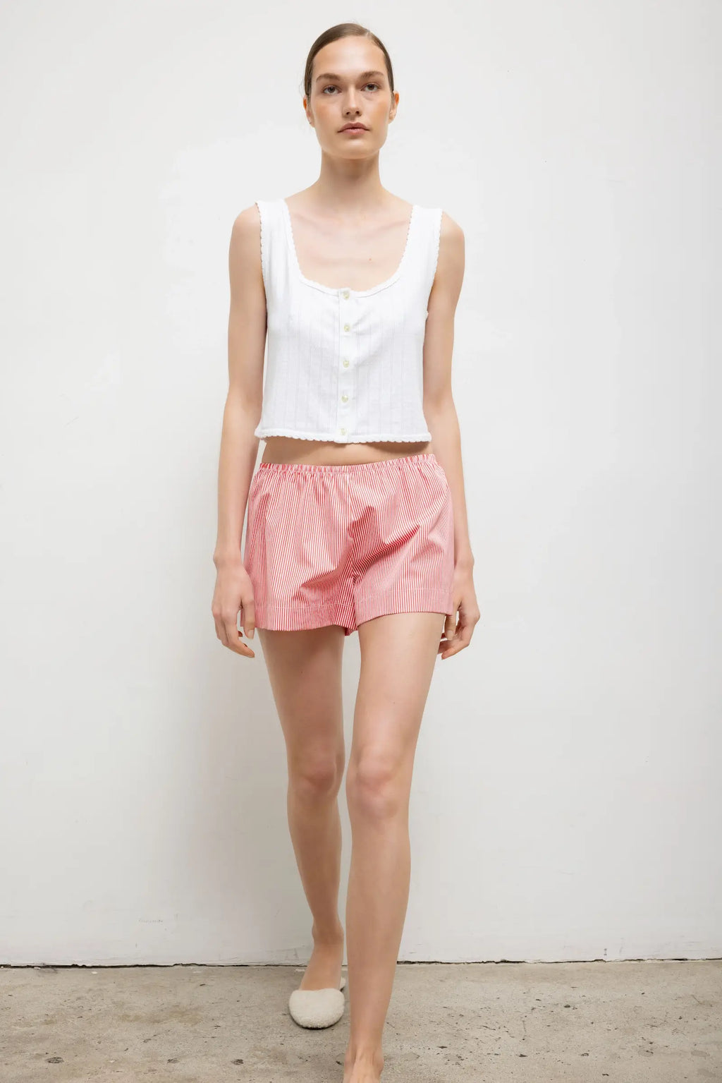 Pointelle Button Down Tank