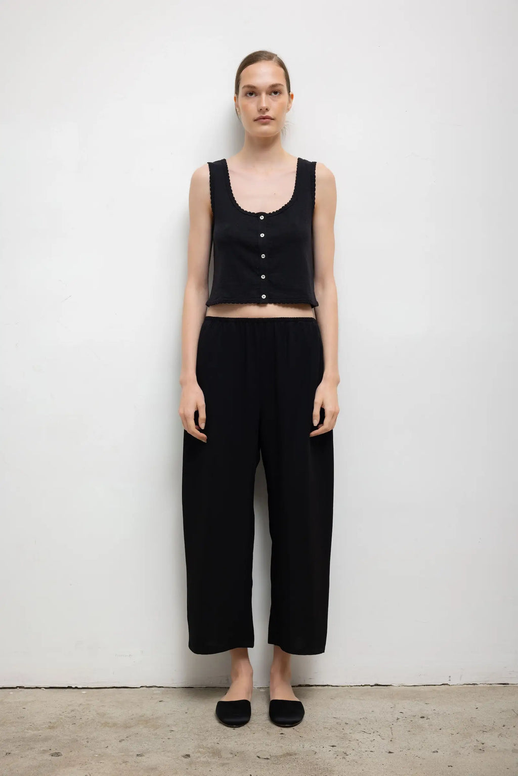 Pointelle Button Down Tank