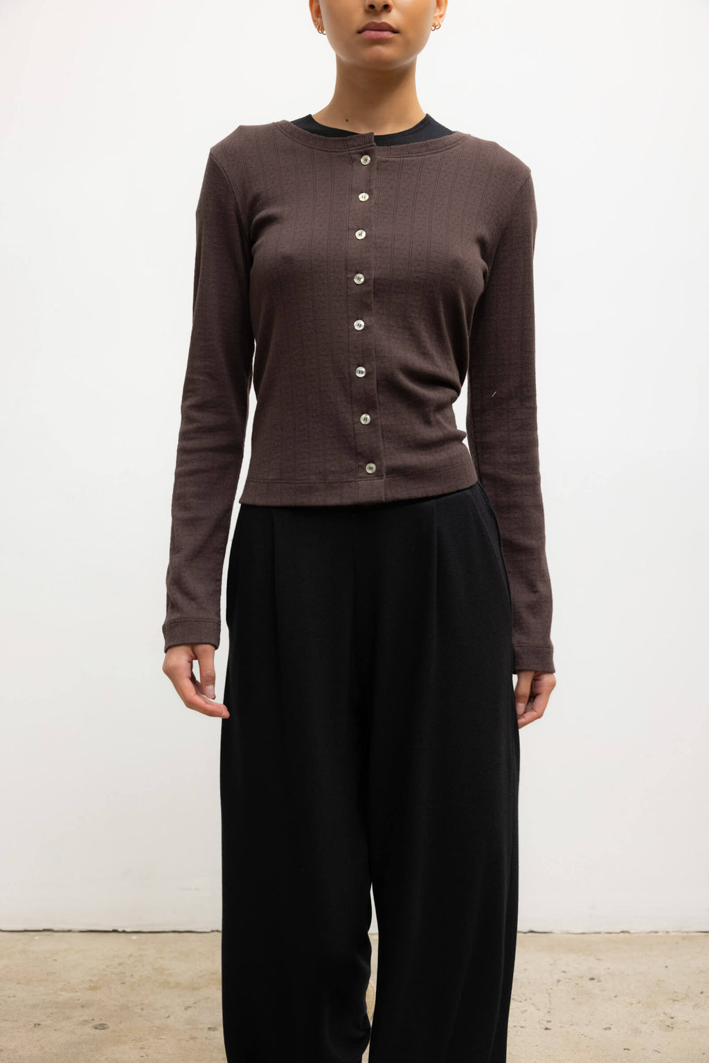 Pointelle Classic Crew Cardigan