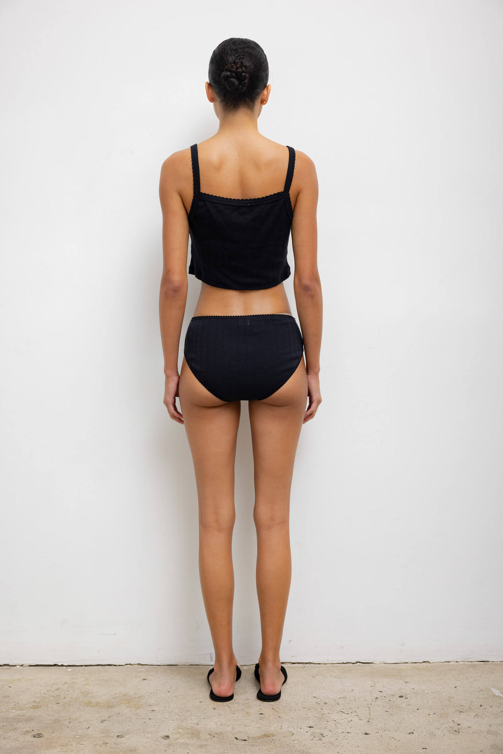 Pointelle Crop Button Scoop Neck Tank