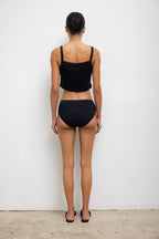 Pointelle Crop Button Scoop Neck Tank