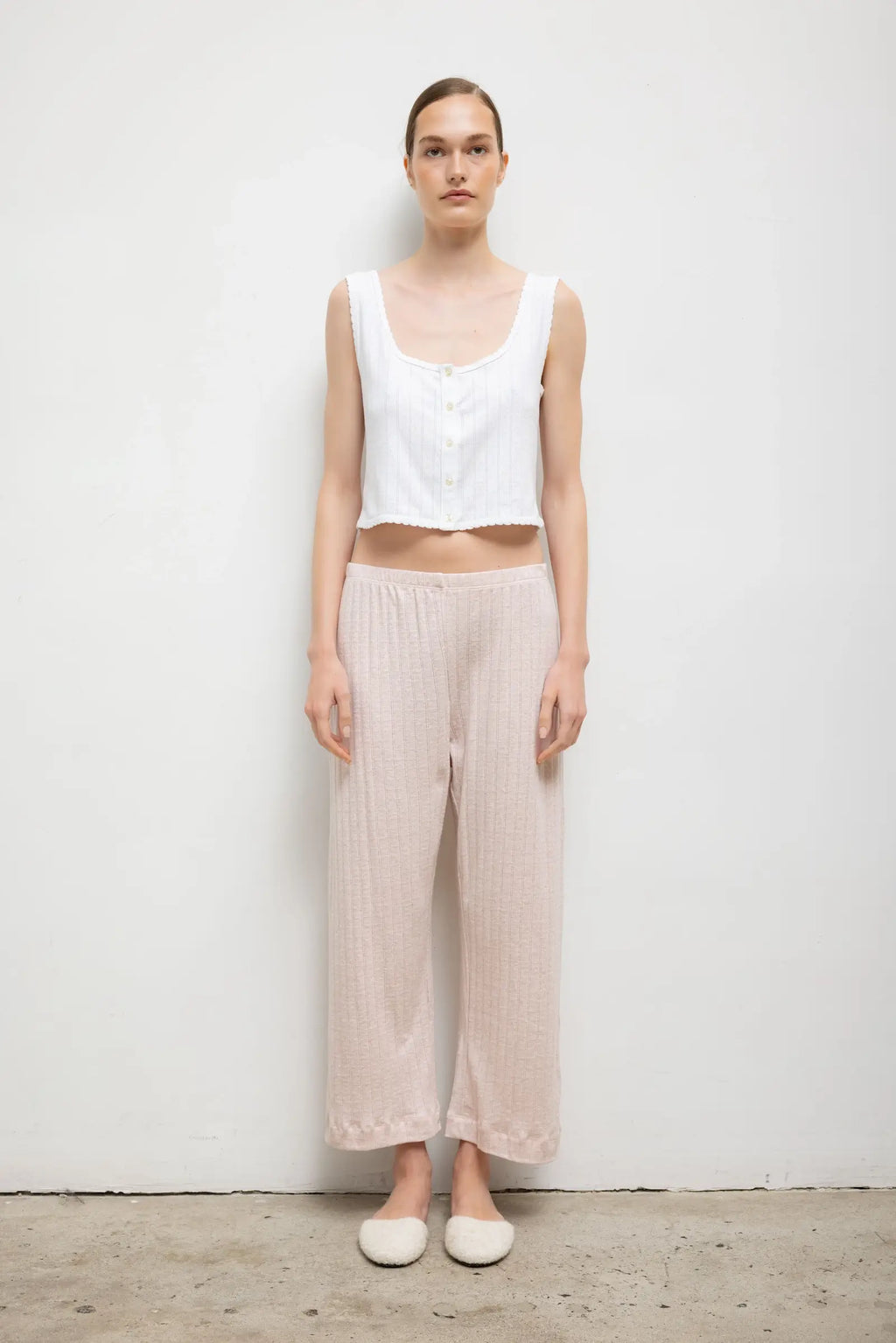 Pointelle Crop Wide Leg Pant