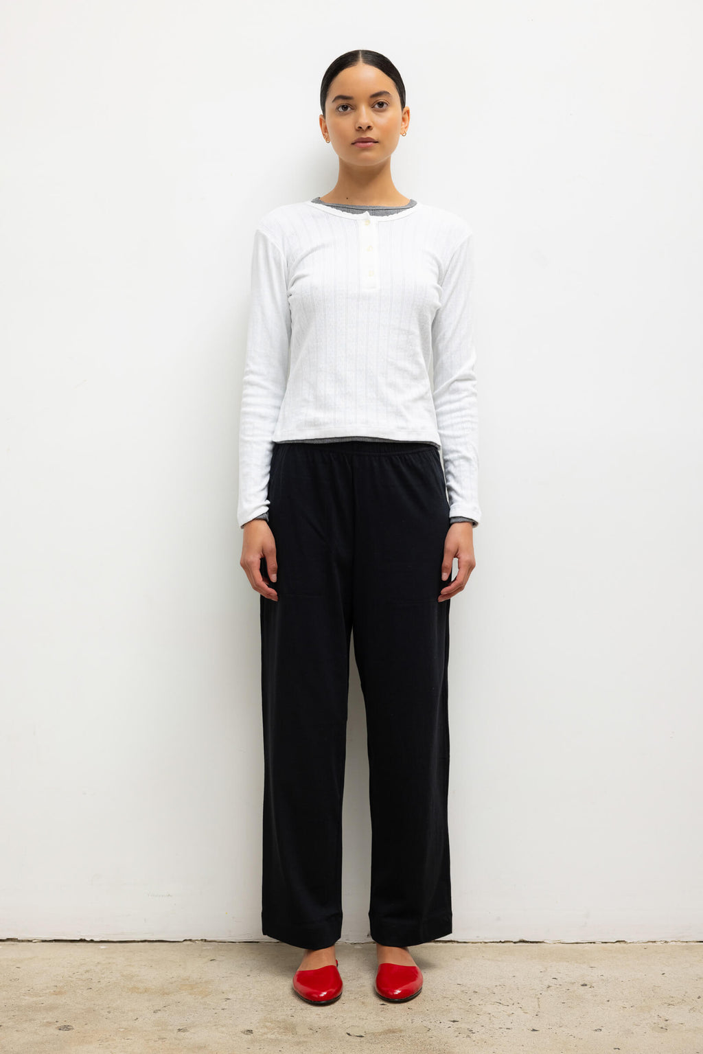Pointelle Long Sleeve Henley