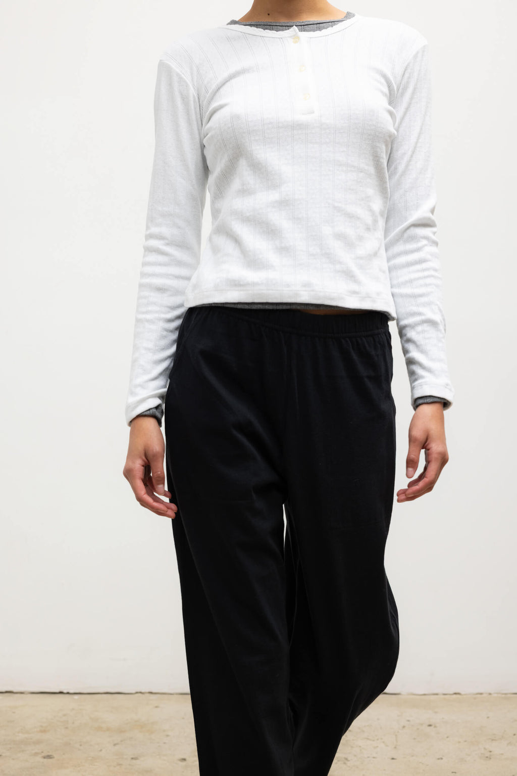 Pointelle Long Sleeve Henley