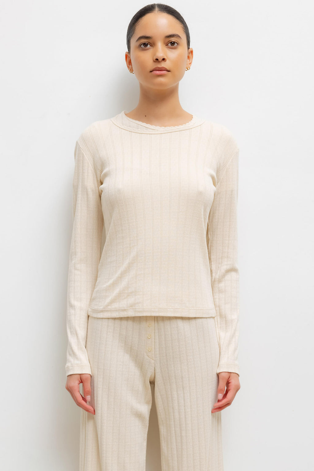 Pointelle Slim Fit Long Sleeve