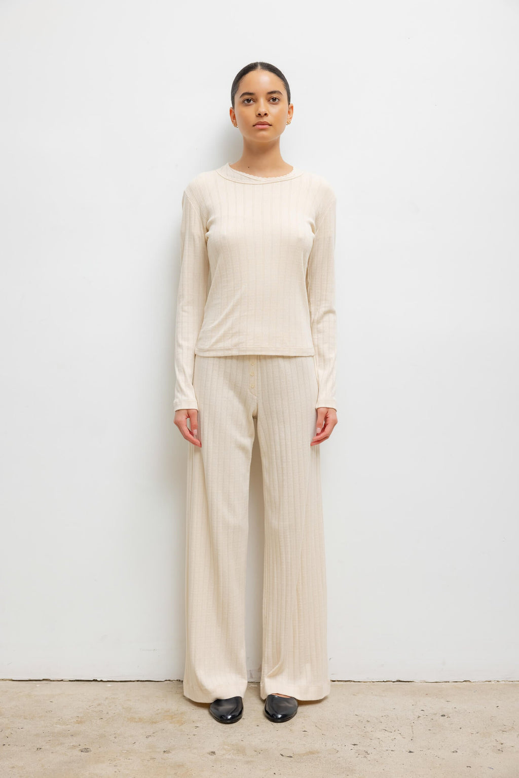 Pointelle Slim Fit Long Sleeve