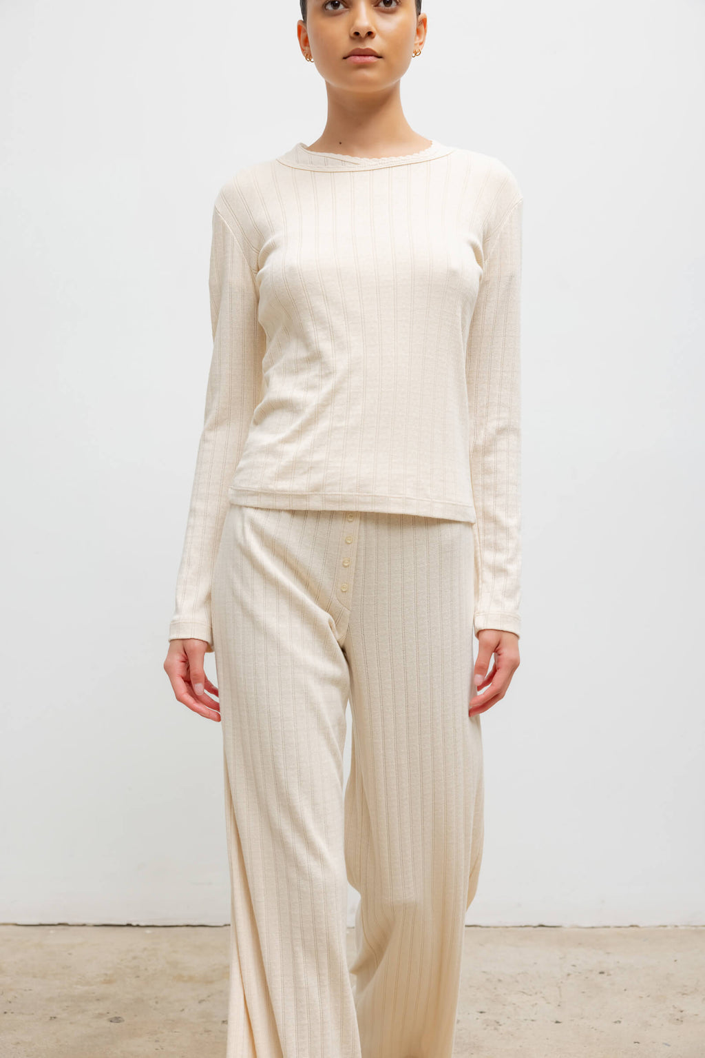 Pointelle Slim Fit Long Sleeve