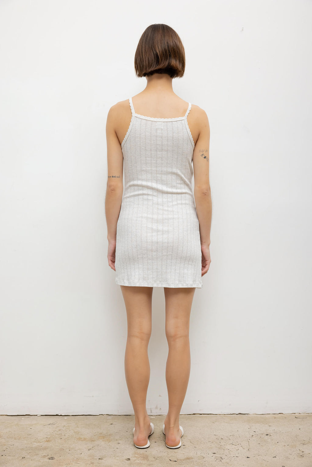 Pointelle Square Neck Mini Dress