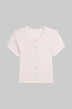 Pointelle Short Sleeve Cardigan