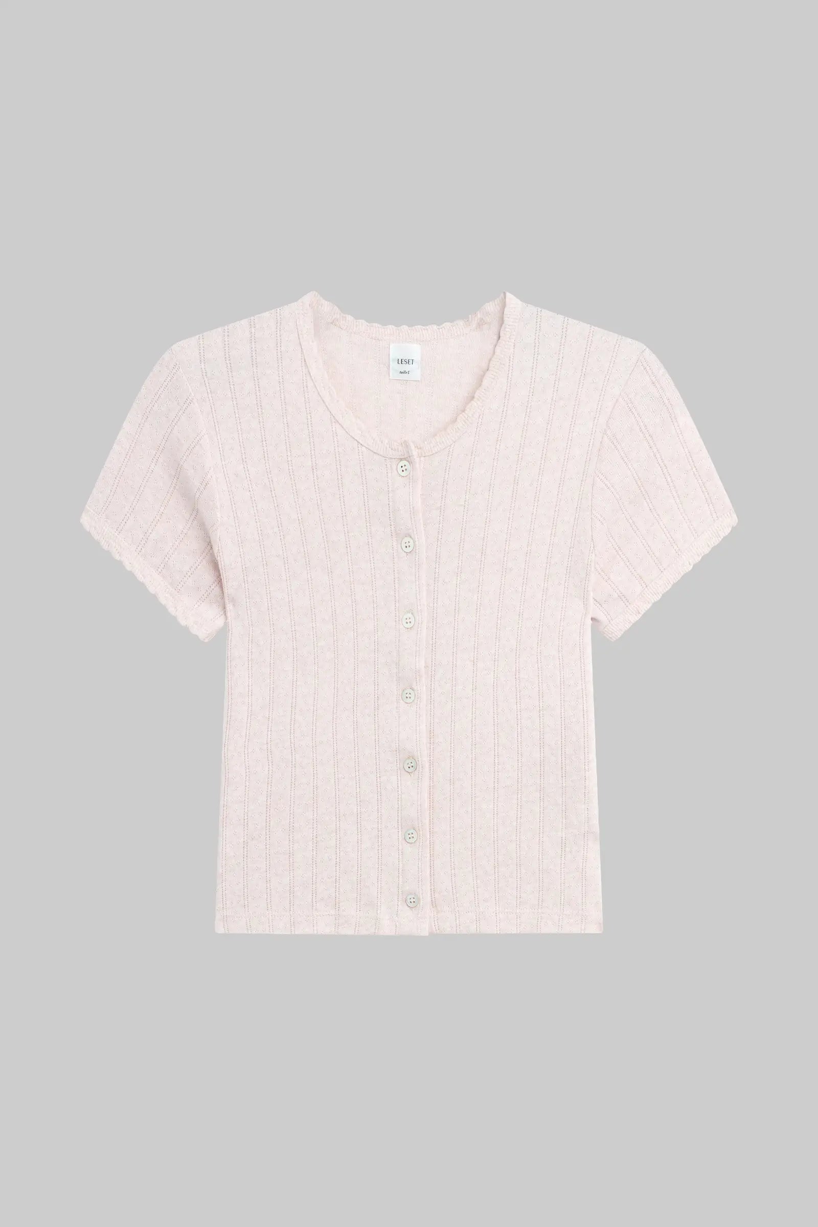 Pointelle Short Sleeve Cardigan